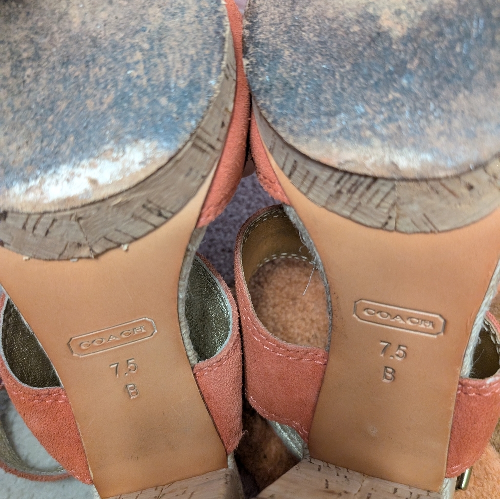 Coach Suede And Brass Heels - Picture 9 of 11
